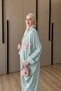 Women's Tulle Floral Embroidered Linen Bat Sleeve Suit - 3