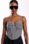 Black Plaid Patterned Bustier 40050 - 5