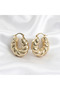 Croissant Model Thick Twist Gold Color 316L Steel Women's Hoop Earrings - 3