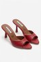 Genuine Leather Aria Women's Red Single-Heeled Slippers