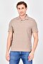 Men Regular Fit Jacquard Pattern Short Sleeve Polo Shirt, Taupe