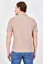 Men Regular Fit Jacquard Pattern Short Sleeve Polo Shirt, Taupe - 2
