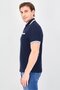 Men Regular Fit Textured Short Sleeve Polo Shirt, Navy - 2