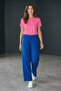 WOMEN STRETCH PLAZO ,WIDE BOTTOM PANT [SL124] (UAE/KSA, Alpha, M, L, Regular, Regular, blue) - 2