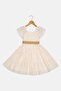 Kids Girl Textured Short Sleeve Dress, Off White - 3