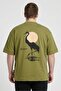 Men Crew Neck Short Sleeve Brand Logo T-Shirt, Olive - 4