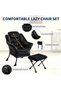 Spacious Lounge Chair Set with Removable Cushion - Metal Frame, Soft Fabric- Ideal for Living Room, Bedroom, Balcony or Office - Supports up to 400 LB (No Folding Footrest) - 3