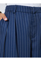Navy Blue Pinstripe Wide Leg Trousers - 3