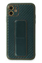 Ilkestor iPhone 12 Case Coco Carbon Stand Cover (125302) - Green