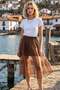 Brown Tulle Detailed Midi Skirt - 4