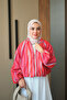 Women's Colorful Patterned Zippered Tulle Jacket Pomegranate Flower - 3