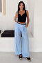 Women's High Waist Linen Look Palazzo Trousers - 4