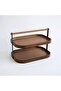 2-Tier Acacia Stand / Serving Dish / Multi-Purpose Organizer – Natural Wood Two-Tier Serving
