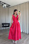 Red Pink Stripe Detailed Thick Strap Poplin Dress - 5
