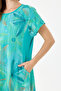 Green Italian Floral Patterned Dress with Double Side Pockets 38 - 44 Sizes - 6