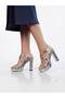 Women's Silver Cross Stone Platform Heel Shoes - 2