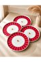 6-Piece Red Love Bird Patterned Tray 22 cm - 3
