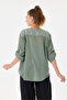 Khaki Italian Floral Embroidered Lace Back Sequined Lined Oversize Blouse Size 40 - 44 - 5