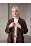 Front Gathered Detail Cardigan-Brown - 2