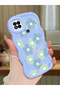 Redmi 9C Compatible Case Camera Protector Blue Silicone Couple Phone Case Floral Pattern