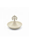 Cream Round Metal Serving Tray with Ornate Finial - 15×13 cm