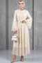Ecru Lace Flounce Sleeve Evening Dress - Stylish Dress with Belt
