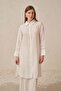 Off-White-Comfortable Fit Long 100% Linen Shirt - 4