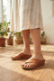 Woods 02 Tan Genuine Leather Women's Slippers