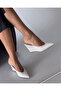 Women's Leather Look Pointed Toe 7 cm Wedge Heel Bone Women's Heeled Slippers - 4
