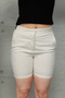 Cream Stone Slim Fit Tight-Fitting Shorts - 3