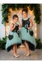 Girl's Mint Green, Lace Robe, Detachable Flower Brooch, Bag, Lined Layered Tulle Evening Dress, 5-9 Years Old, Special Occasion, Birthday - 4