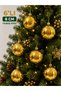 Set of 6 8 cm Shiny Christmas Tree Ornaments with Balls and Hangers Christmas Pine Tree Decoration