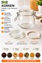 Mediterranean 3-Piece Glass Jar Set with Airtight, Leak-Proof Glass Lid, 0.5 Liter - 4