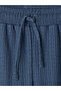 Blue Textured Women's Trousers with Elastic Waist - 2