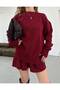 Women's Oversize Long Sweater and Flared Mini Skirt Knitwear Top and Bottom Set - Standard - 2