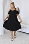 Plus Size Cotton Lycra Dress with Gold Accessories on the Shoulders