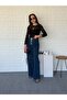 Gold Button High Waist Palazzo Jeans - 8