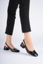 Women's Black 4cm Thick Heeled Stylish Shoes - 6