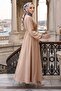 Buckle Detailed Tied Ayrobin Dress Beige Hm2907 - 5