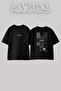 Oriental Hali Sabr Design Back Printed Cotton Black Oversize T-Shirt