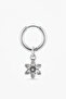 Unisex Silver Color Surgical Steel Dangle Flower Figured Hoop Earring 1 Piece - 3