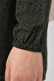 Women's Geometric Speckled Patterned Crew Neck Lace-Up Woven Viscose Tunic - 3