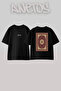 Fars Hali_11 Design Back Printed Cotton Black Oversize T-Shirt