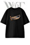 Wooden Kayak Design Printed Unisex Black Oversize T-Shirt