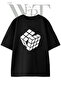 Zeka Kupu Design Printed Unisex Black Oversize T-Shirt