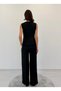 Sofia Linen Black Palazzo Suit with Six Buttons and Floral Button Detail - 8