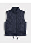 Navy Blue Stand Collar Quilted Women's Puffer Vest