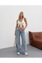Tinted High Waist Wide Leg Pre-Processed Denim/Deenim Baggy Pants Jeans
