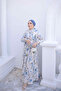 Blue Half-Buttoned Layered Dress with Elastic Sleeves