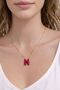 Letter N Fuchsia Enamel Gold Letter Necklace - 2